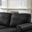 Fauteuil American Classic 59,5 pouces en cuir de vachette noir, accoudoirs ronds cloutés, structure en bois massif, coussin d'assise en mousse haute densité, housse amovible, rangement intégré sous l'accoudoir et ressorts en contreplaqué