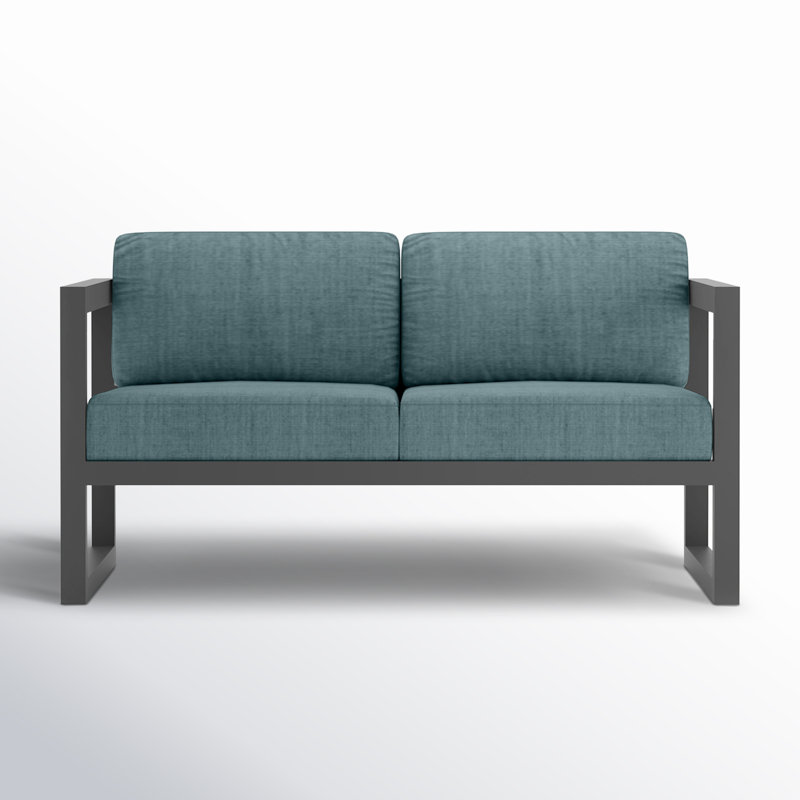 Avion 3 Piece Sofa Loveseat Set, Cast Lagoon Sunbrella® Plainweave, Slate