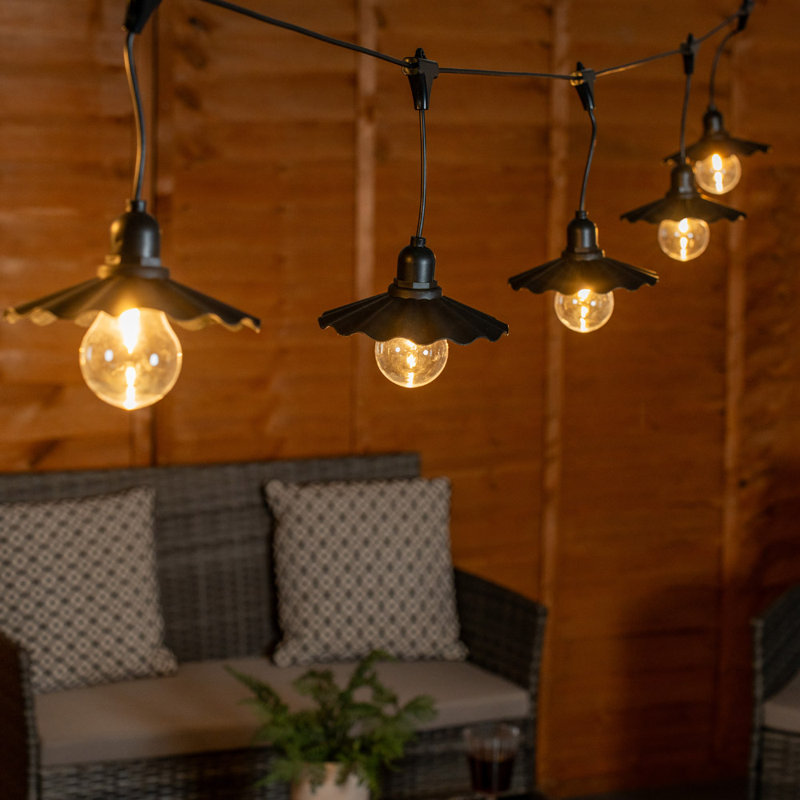 Black Pleated Scallop LED 6 X Battery Operated Out 319cm LED Battery Powered 6 - Bulb Standard String Light