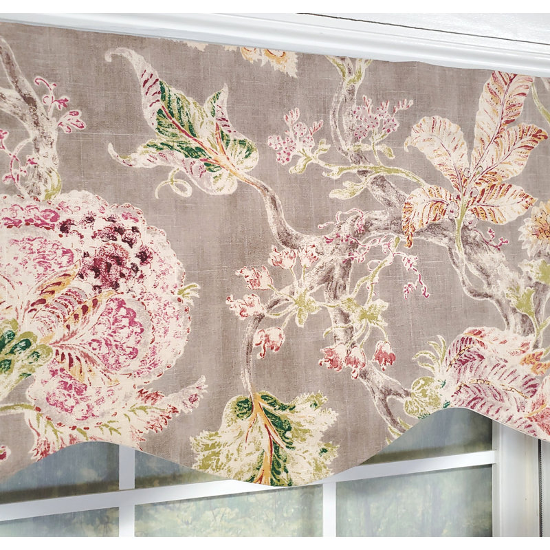 Monte Floral Pointed 50'' W Window Valance Gray