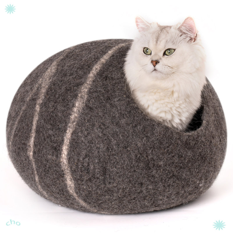 Lit pour chat - grotte en laine faite à la main avec jouet pour souris