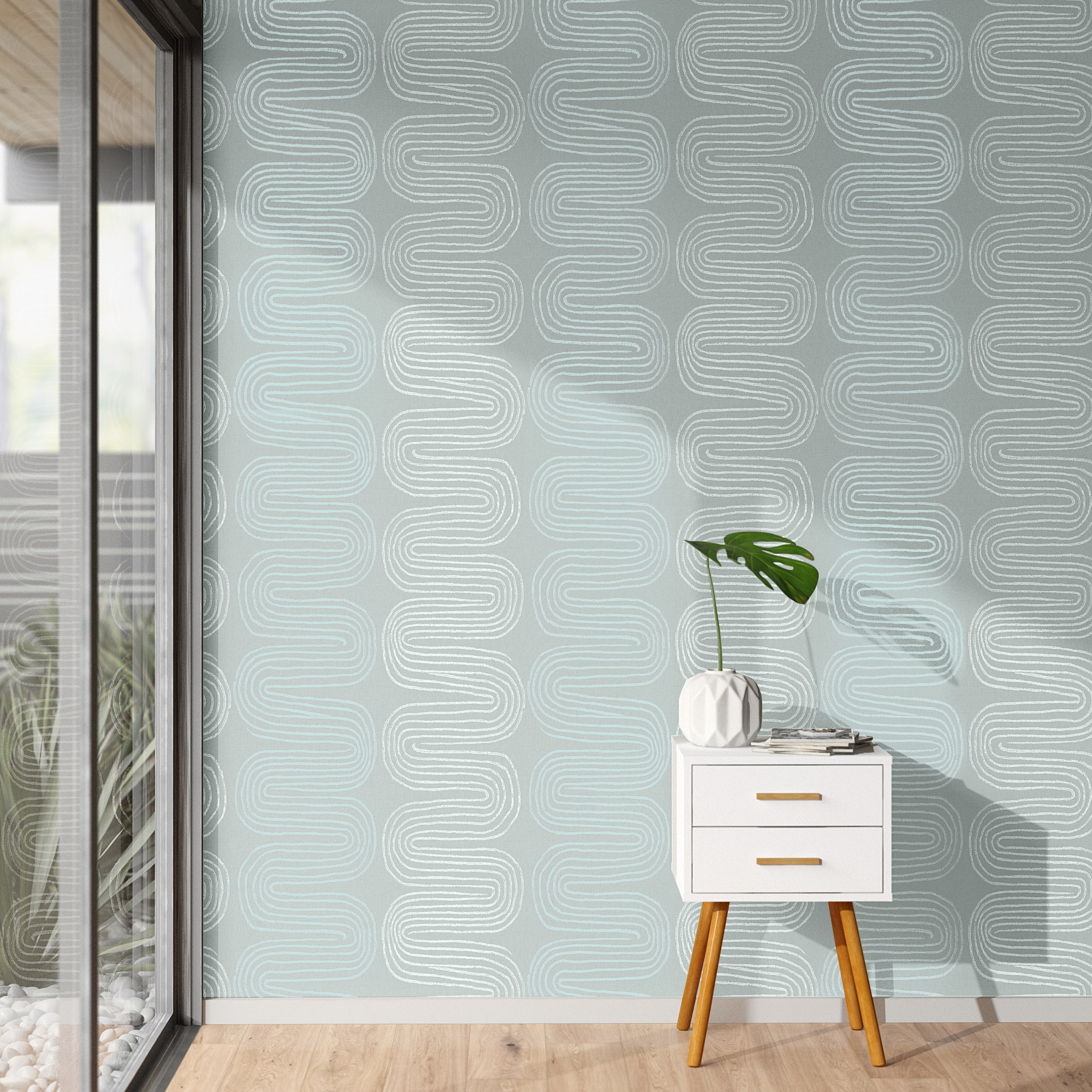 Freddy Godmond 33' L x 20.5'' W Wallpaper Roll, Light Blue
