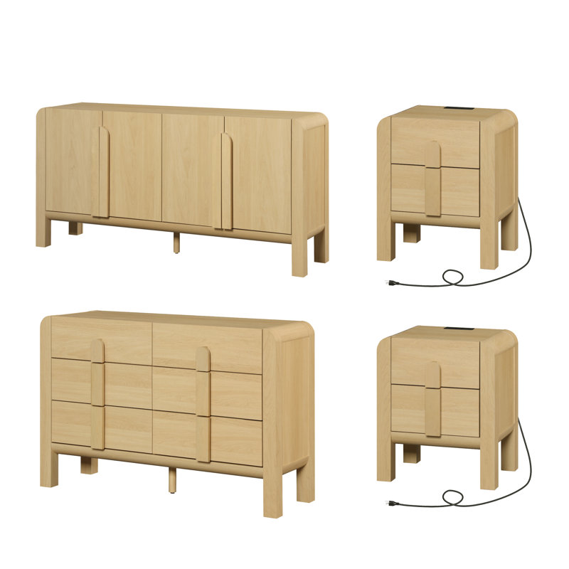Ensemble de commode 6 tiroirs Adora, Chêne