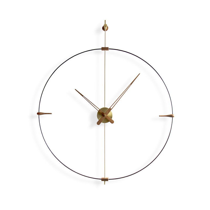 Mini Bilbao Analog Wall Clock, Brass/Walnut
