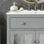 Meuble-lavabo gris de 30 pouces avec lavabo en céramique, tablette réglable, plateau basculant et charnières à fermeture en douceur, idéal pour les petites et moyennes salles de bain-116452190