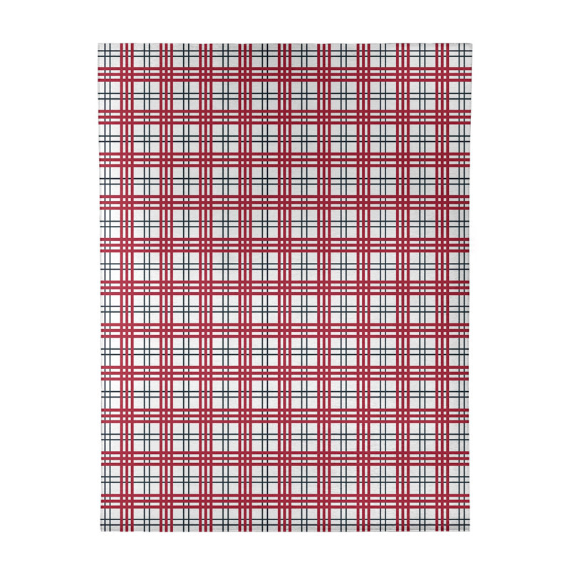 Tapis rouge / blanc à carreaux, Rectangle 8 pi x 10 pi