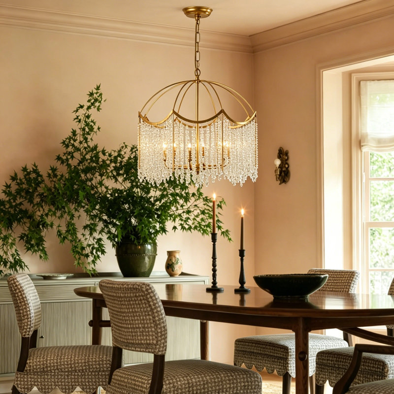 Lustre en cristal Glam 4/6-lumières Auralis, Six lumières, H 20,8 po x l 23,6 po x P 23,6 po