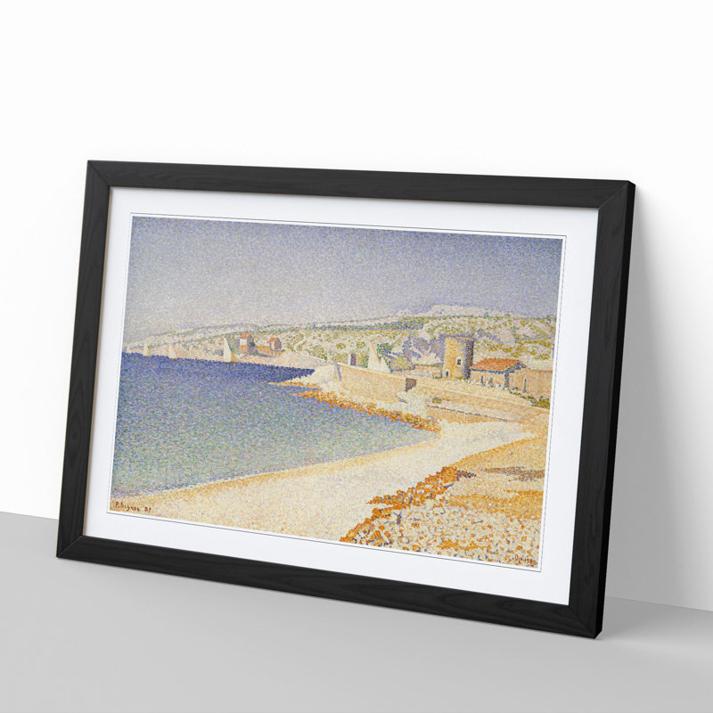The Jetty at Cassis, Opus by Paul Signac - Picture Frame Painting, Black, 27cm H x 36cm W x 2cm D