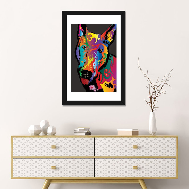 « arc-en-ciel », impression sur toile tendue terrier, H 24 po x l 16 po x P 1 po, Papier d'art encadré noir, Blanc