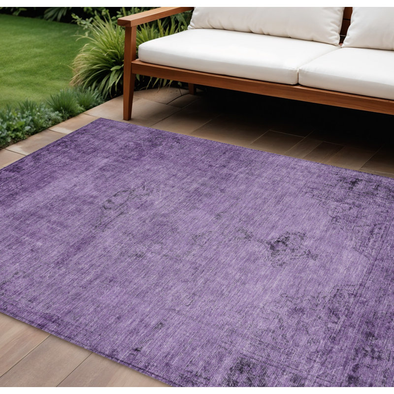 Tapis d'intérieur lavable oriental aubergine 8 pi x 10 pi mauve et lavande