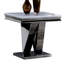Table de bout moderne 1Pc avec motif, faux marbre 18 mm sur le dessus, piédestal en acier inoxydable de style V et base rectangulaire en forme de biseau