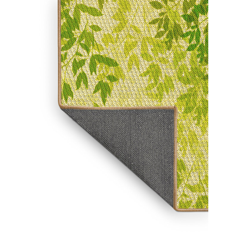 Tapis vert à motif floral, Rectangle 8 pi x 12 pi