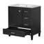 Armoire de salle de bain moderne 30 po, couleur noire, bois massif +, comptoir en céramique, 3 tiroirs et porte pour meuble-lavabo exceptionnel, armoire-130597418