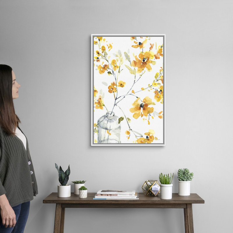 «Happy Yellow 06» par Lisa Audit - reproduction d'art, Toile blanche encadrée, H 32 po x l 22 po x P 1,75 po