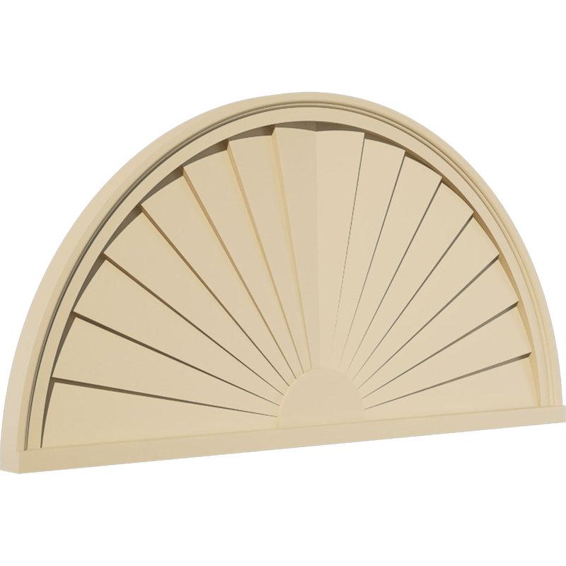 Half Round Signature Urethane Pediment, Primed Tan, 38" x 19" x 2", None, Sunburst