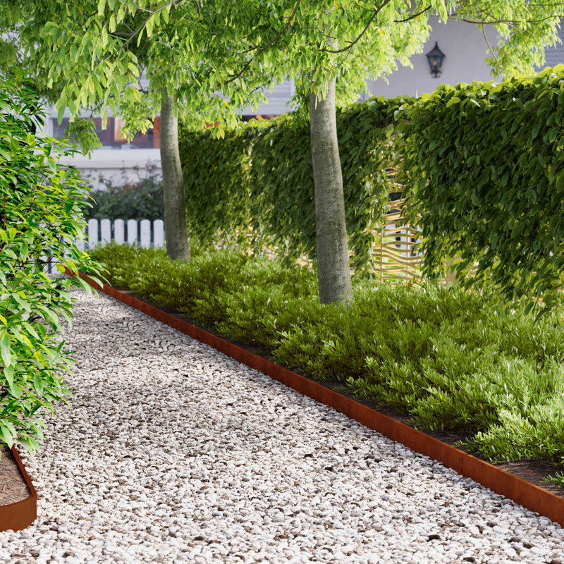 103 cm W Steel Lawn Edging Fencing, 10cm H x 103cm W, Rusty
