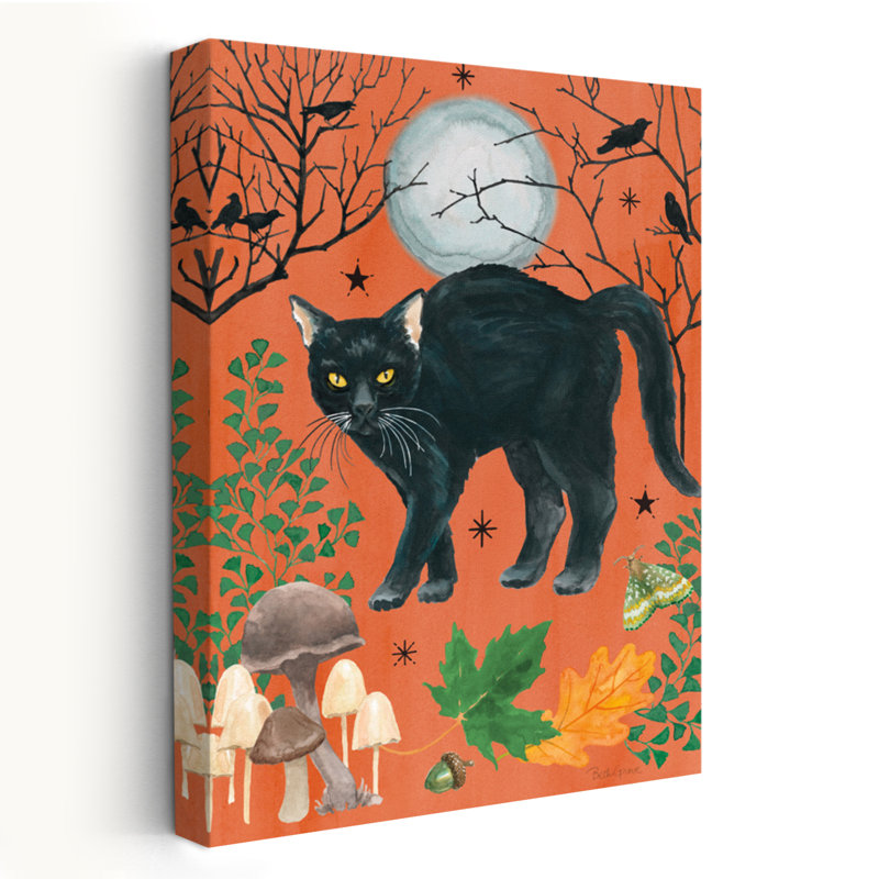 Halloween classique III - glands, oiseaux, art noir, H 24 po x l 16 po