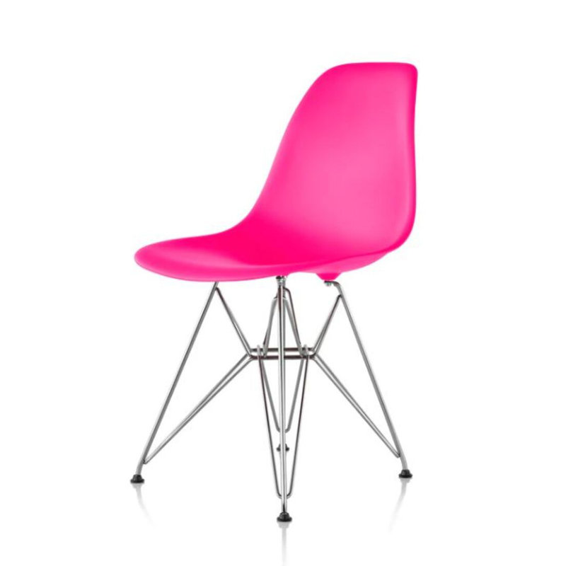 Chaise en plastique Luna, Rose foncé, Chrome chrome