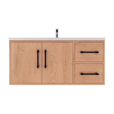 Victoria 41.7 " W Wall Mounted Wall Mounted 1 Single Vanity Bathroom Vanity With Acrylic Top