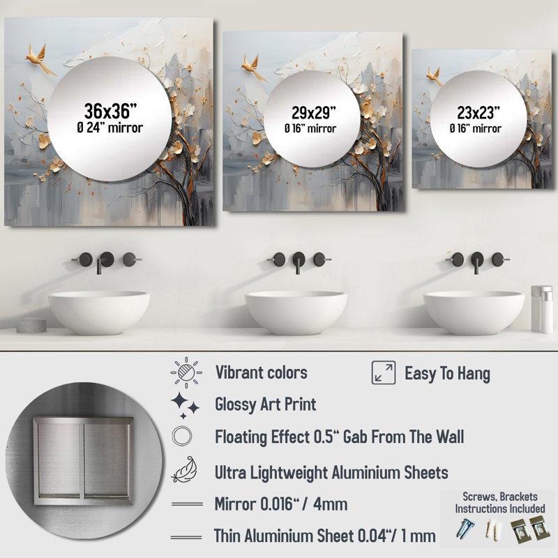 Grand miroir carré Ardzruni - Japon, beige et or, 23 po x 23 po