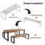  Table de salle à manger 3 pièces avec 2 bancs, plateau en bois d'acacia et structure en acier, pour l'extérieur, l'intérieur et la nature