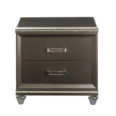 Table de chevet 2 tiroirs champagne foncé