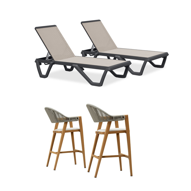 Ensemble de 2 tabourets de bar 28,74 po pour terrasse, Ombre / gris
