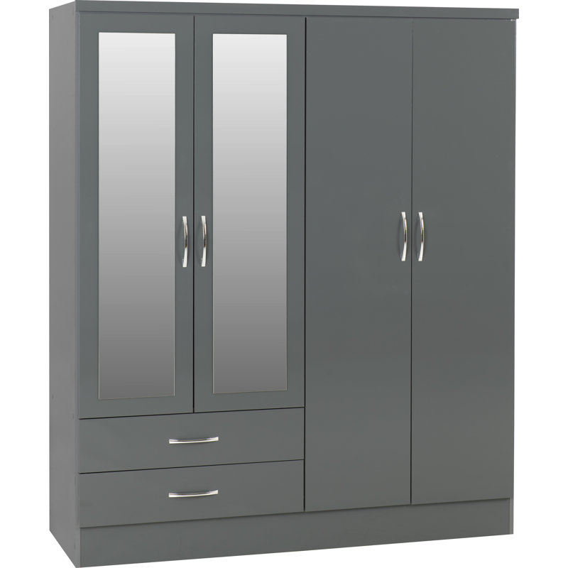 Cascio 4 Door Wardrobe, Gloss Grey