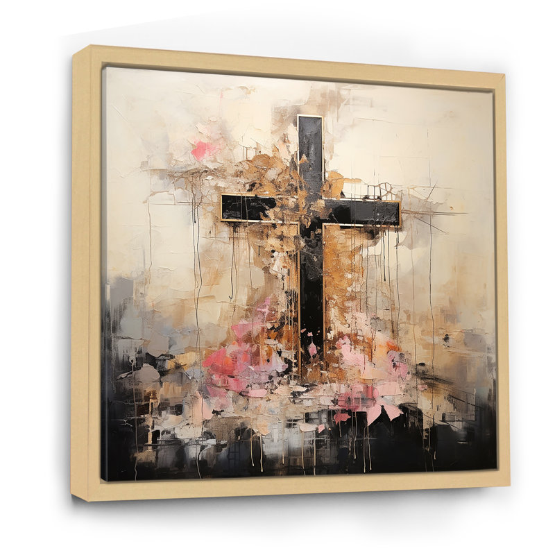 Minimalisme floral, croix religieuse, H 16 po x l 16 po x P 1 po, Cadre naturel flottant