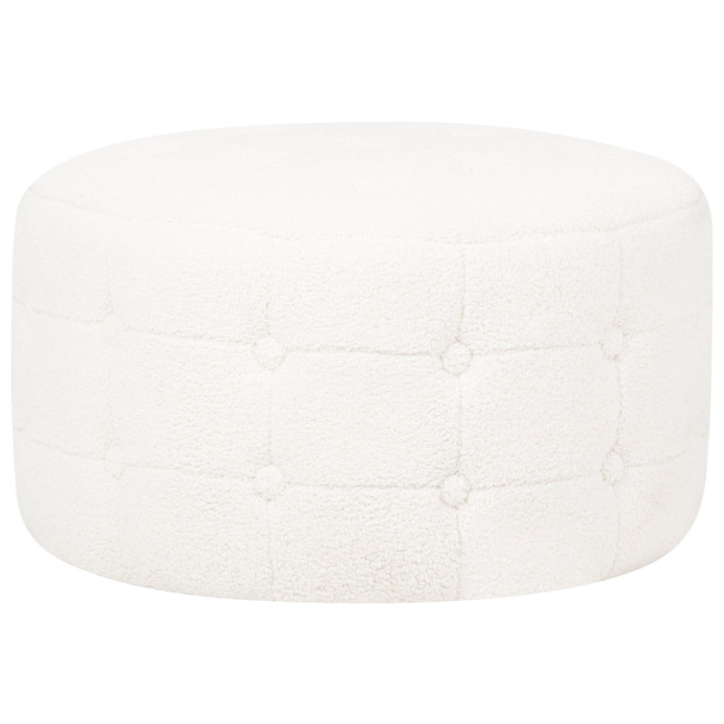 Krystalmae 55cm Wide Tufted Round Pouf Ottoman, White
