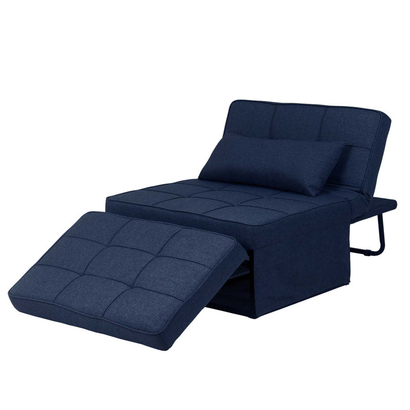 Canapé-lit rembourré 71 po Chaliyah, Mélange de coton bleu marine