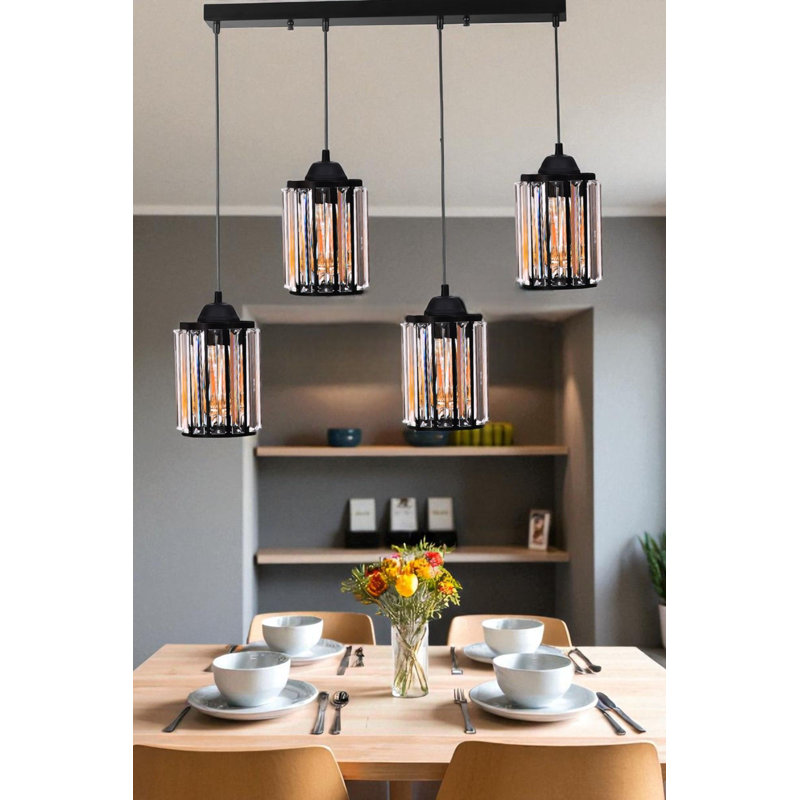 Lustre, Noir, 4 étages, Quatre lumières