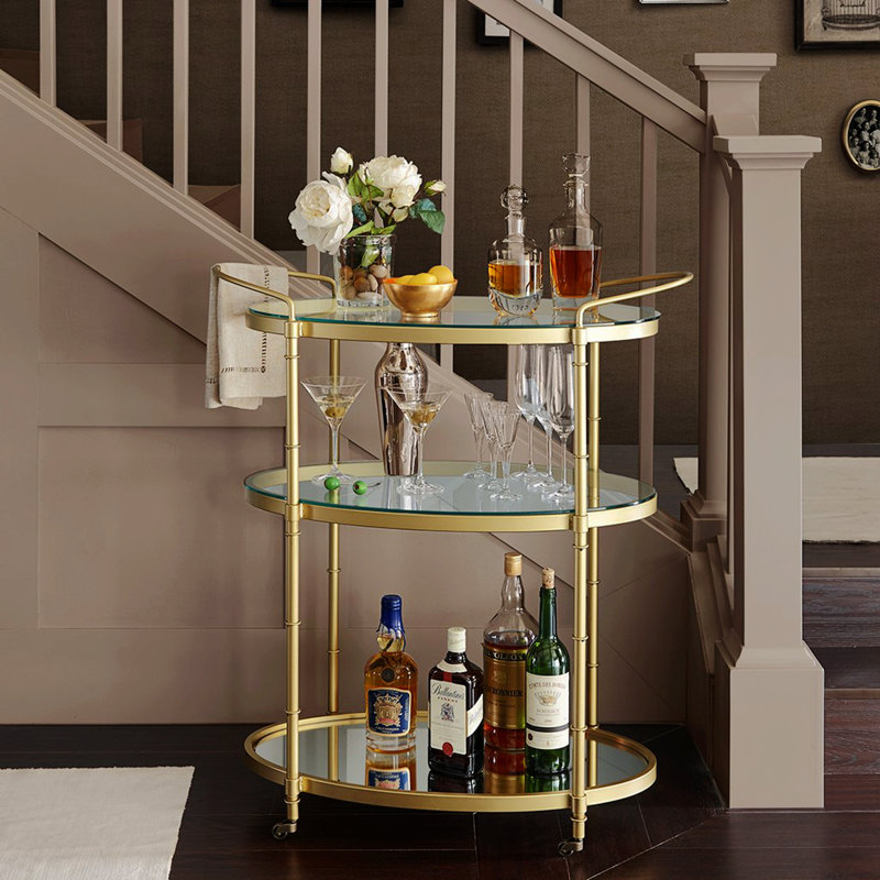 Chariot-bar à 2 tablettes avec tablettes élisabel