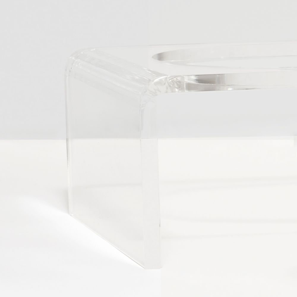 Small Clear Elevated Feeder with Gold Bowls, 3.5 cups, Silver