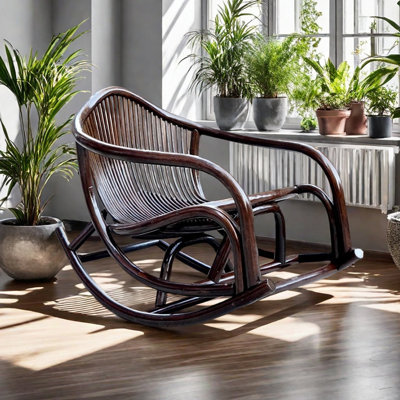 Chaise berçante simple en rotin