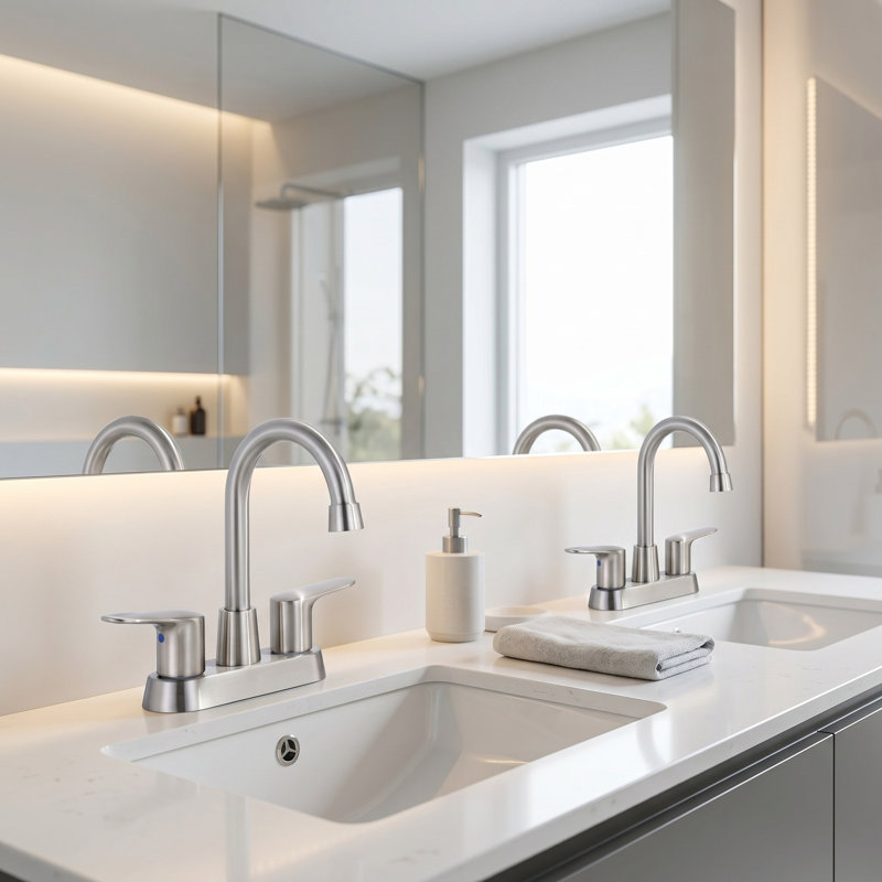 2-handle Bathroom Faucet with Drain Assembly, Brushed Nickel