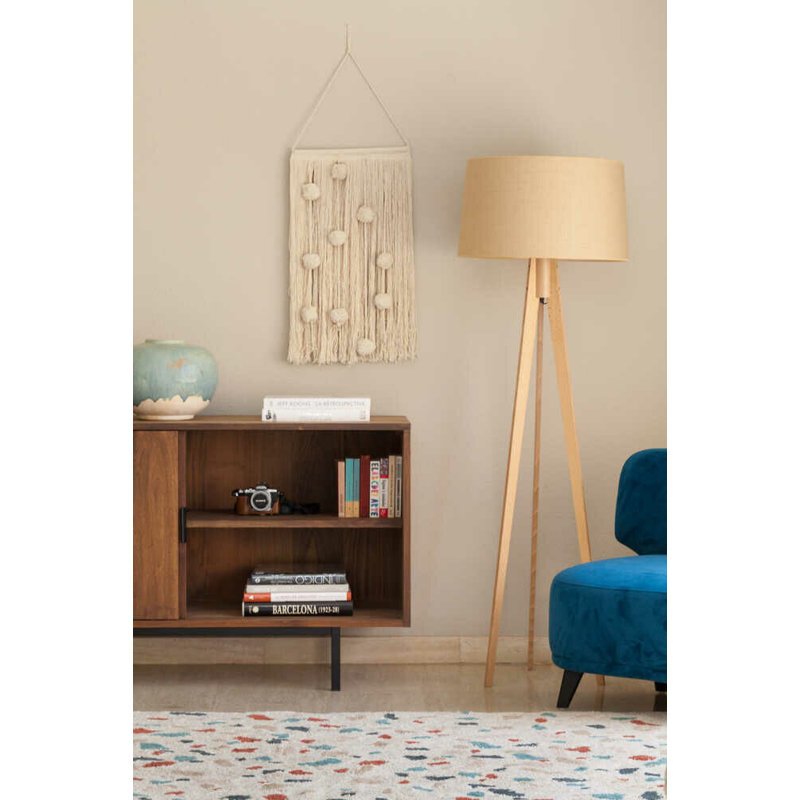 Terrazzo Cotton Abstract Area Rug in White/Red/Blue/Beige