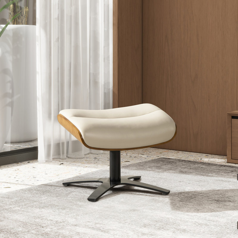 Repose-pieds en cuir véritable 20,5 po Ingrassia, blanc Baja, Beige