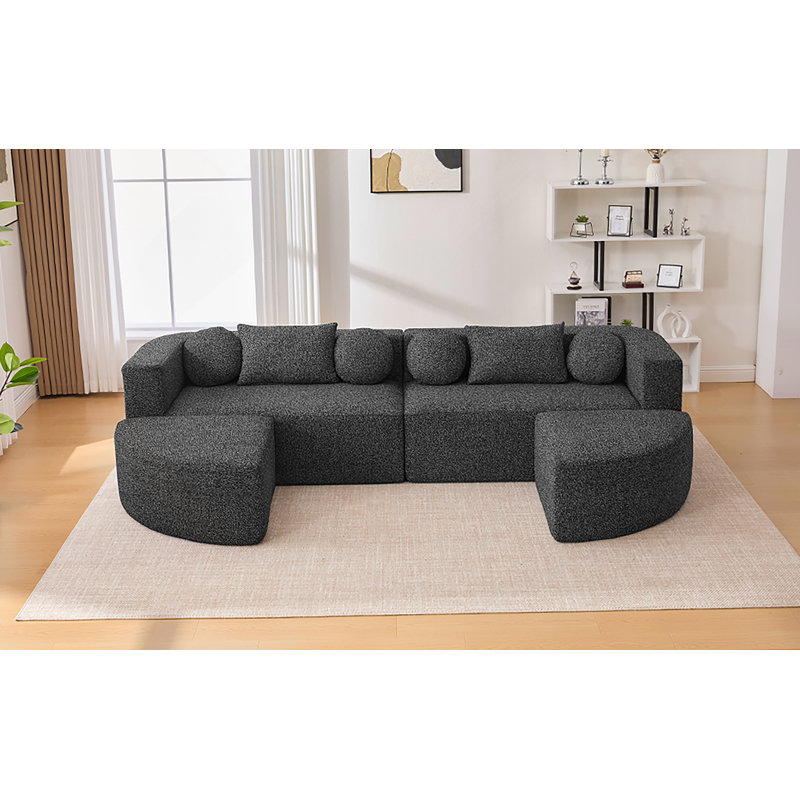 Canapé modulaire Boneless Couch, Bouclé noir