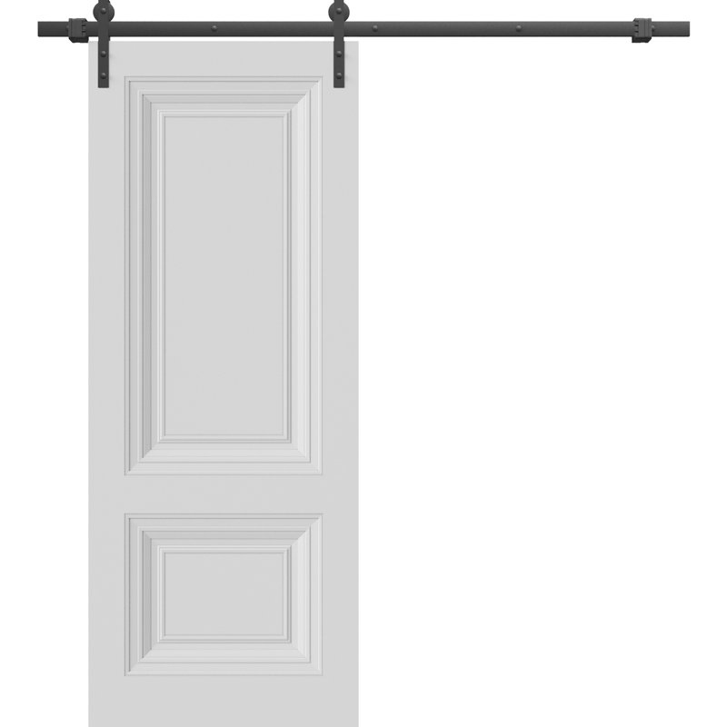 Porte de grange | Essentiel - 1772 - blanc | Ensemble de quincaillerie lourde pour rail 8 pi | Portes intérieures solides