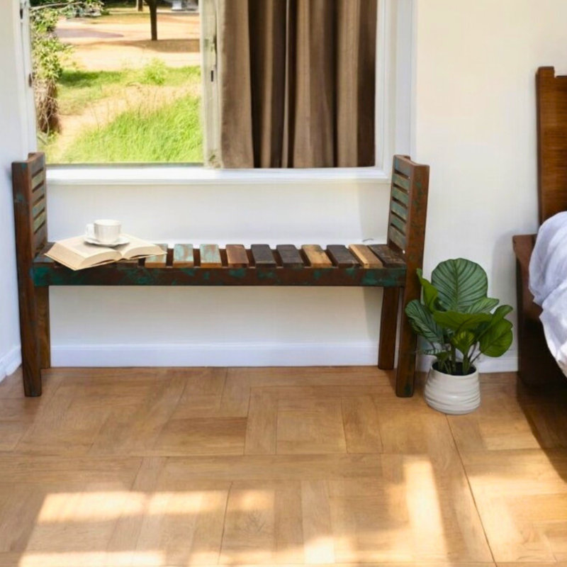 Backless Small Reclaimed Wood Bench
