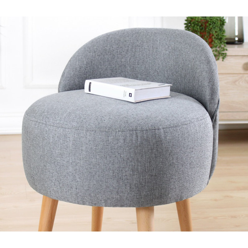 Cotton 48cm Wide Solid Colour Footstool Ottoman, Grey