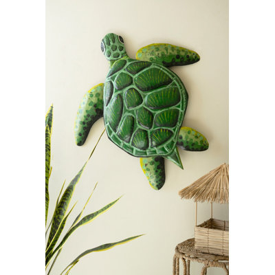  Décoration murale en métal martelé à la main en métal pour tortue de mer décorative multicolore