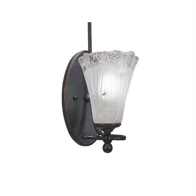 Skypark Wall Sconce Shown In Dark Granite Finish With 5.5" Fluted Crystal Glass
