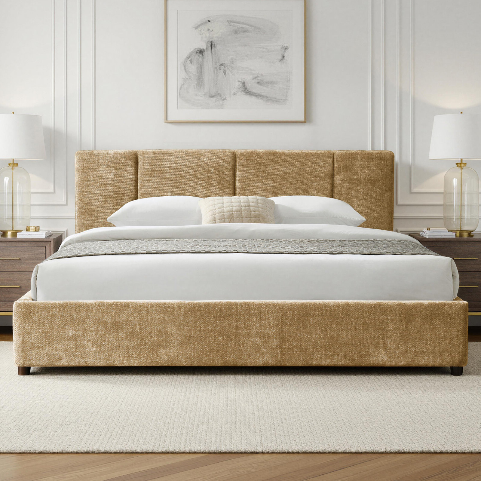 Ruthie Upholstered Bed, King, Sand