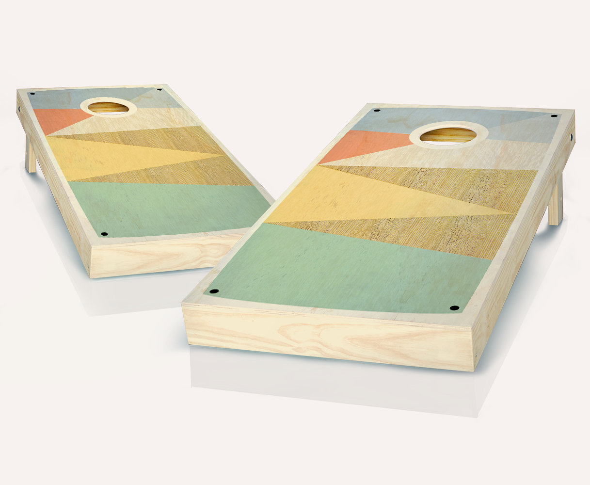 2' x 4' Stained Boat Shoe Solid Wood Cornhole Set with Bags, Red/Yellow