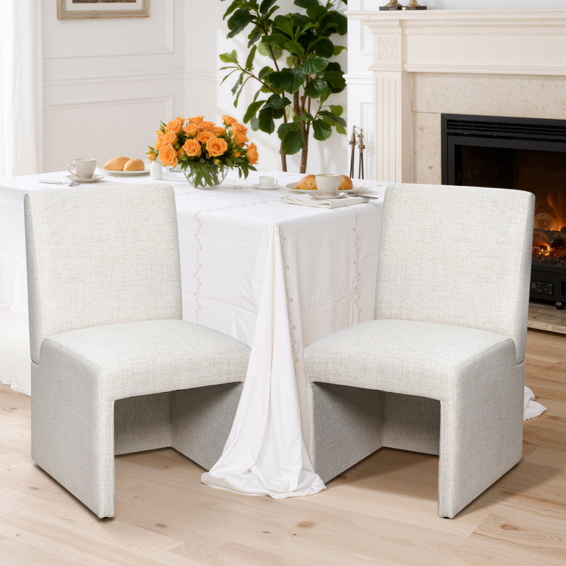 Chaise de salle à manger rembourrée, Beige