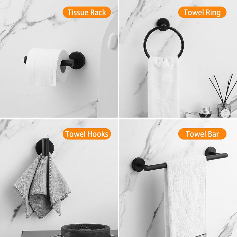 10 - Piece Bathroom Hardware Set, Matte Black