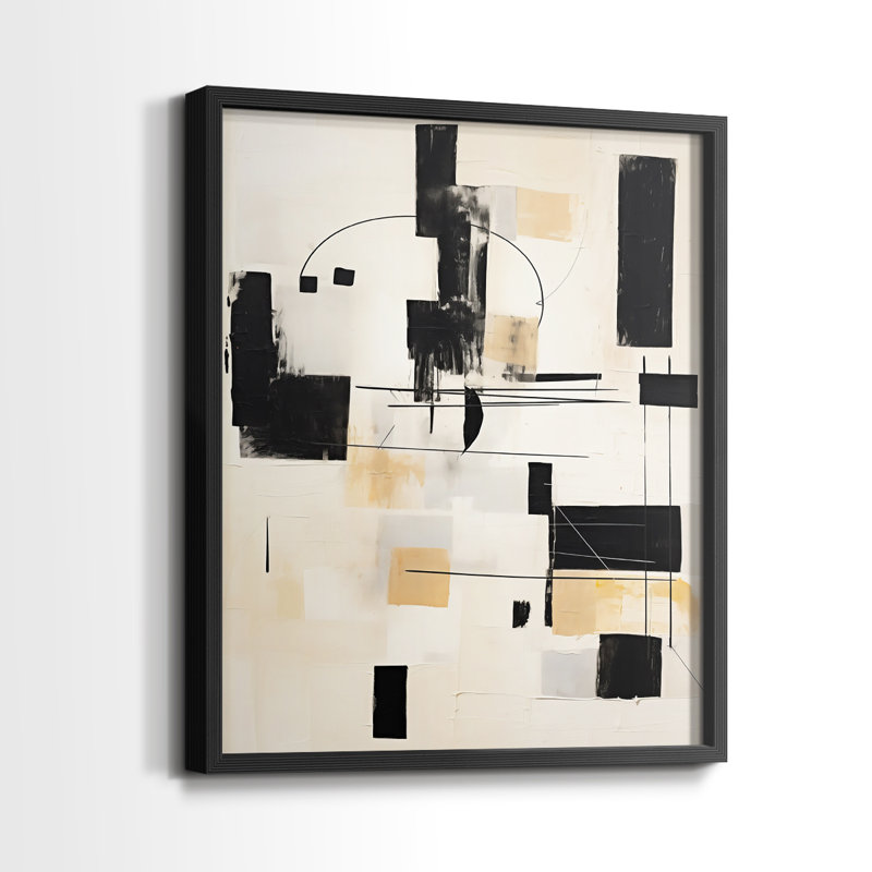 ABSTRACT Series CCCCL XXIV - Impression encadrée de qualité supérieure - Prêt à être accroché - Aucun clou requis, Noir