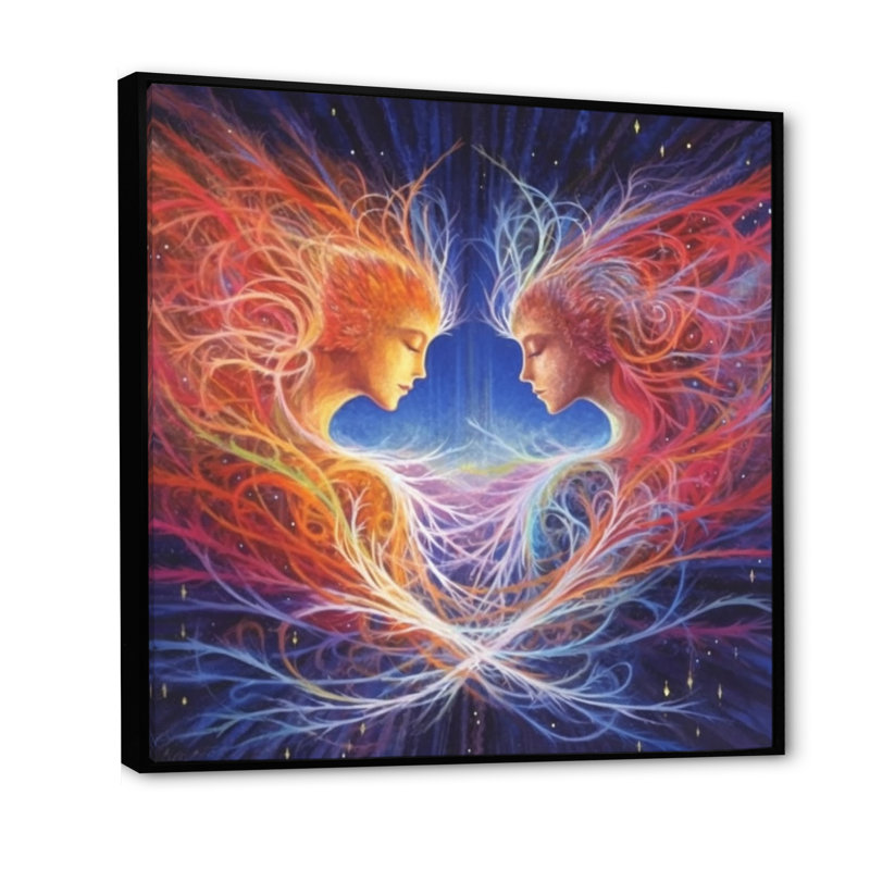 Flamme simple, amour divin I, Cadre flottant noir, H 24 po x l 24 po x P 1 po